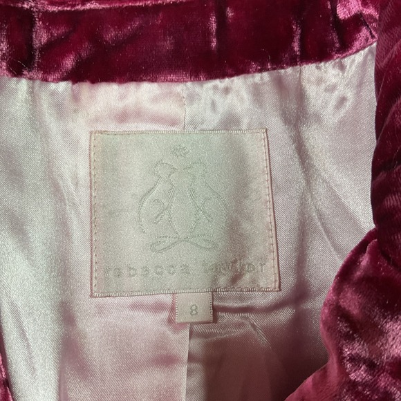 Rebecca Taylor Coat Jacket Overcoat Tweed Trench Velvet Trim Belted Women Sz 8 - Picture 5 of 15